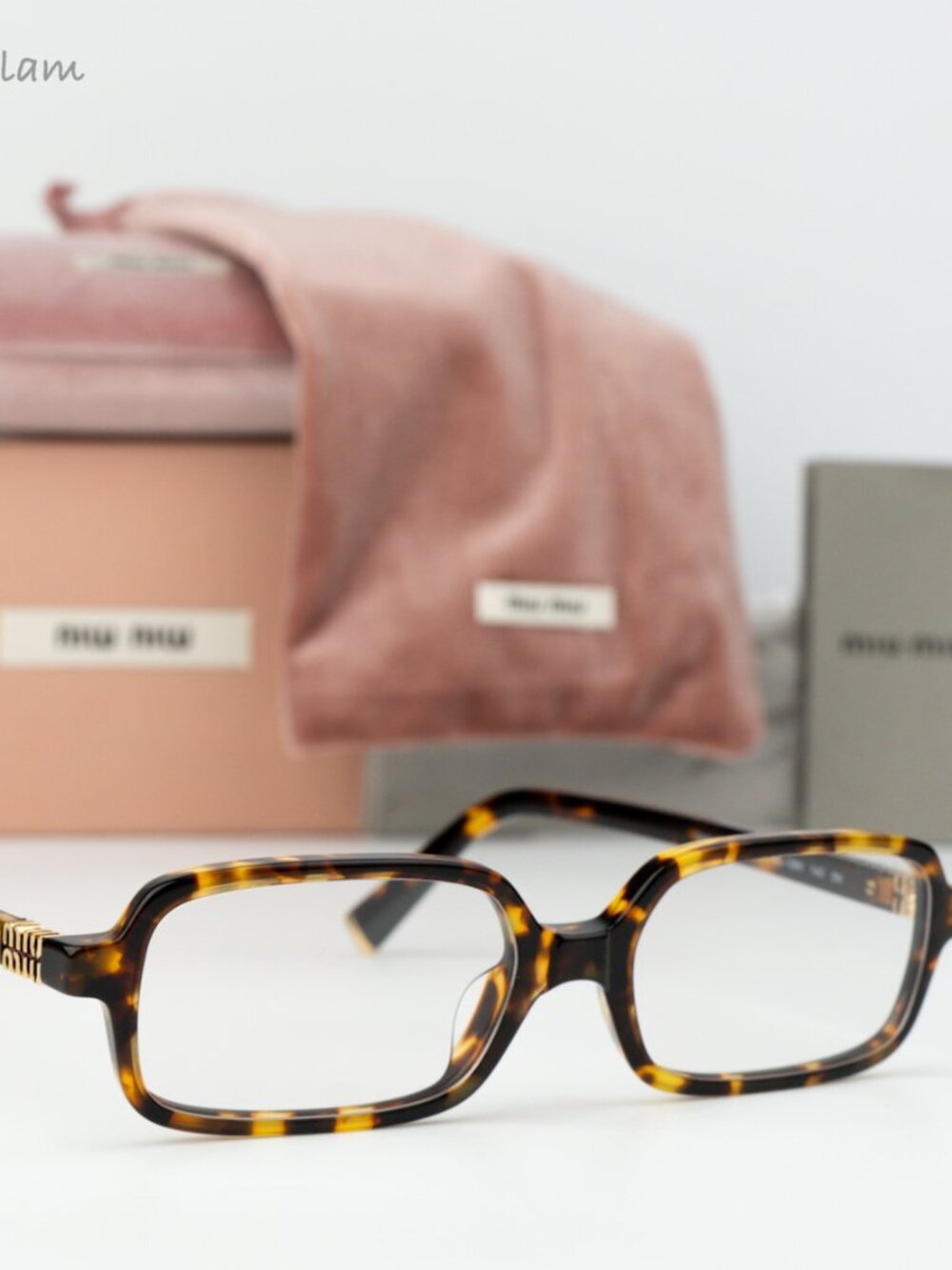 Miu Miu Men Eyeglasses Havana Clear Rectangle MU11ZS 14L08N NEW AUTHENTIC
